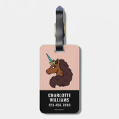 afro-eenhoorn | Uniek Bagagelabel (Achterkant verticaal)