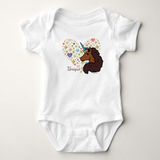 Afro Eenhoorn | Uniek Hart Ontwerp Romper (Voorkant)