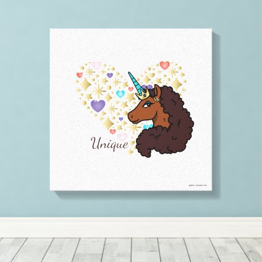 afro-eenhoorn | Uniek hartontwerp Canvas Afdruk (Insitu (Houten vloer))