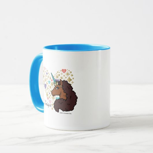 afro-eenhoorn | Uniek hartontwerp Mok (Voorkant links)