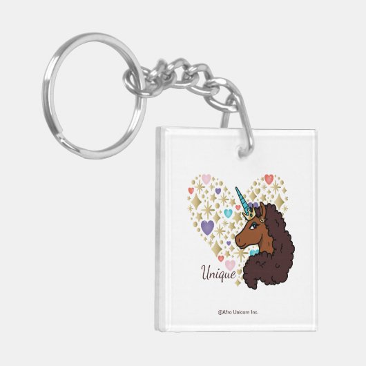 afro-eenhoorn | Uniek hartontwerp Sleutelhanger (Voorkant Links)