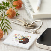 afro-eenhoorn | Uniek hartontwerp Sleutelhanger (Voorkant Rechts)