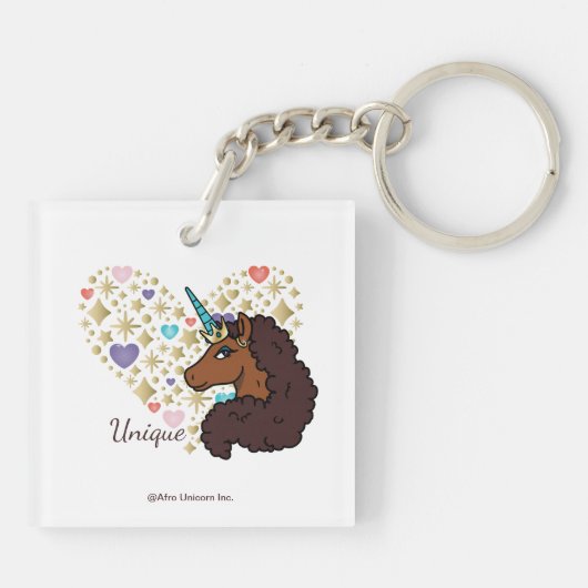 afro-eenhoorn | Uniek hartontwerp Sleutelhanger (Achterkant)