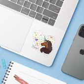 afro-eenhoorn | Uniek hartontwerp Sticker (Laptop met iPhone)