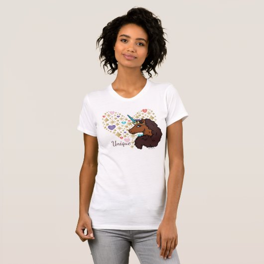 afro-eenhoorn | Uniek hartontwerp T-shirt (Voorkant volledig)