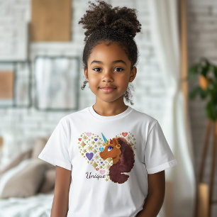 afro-eenhoorn Uniek hartontwerp T-shirt