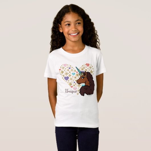 afro-eenhoorn | Uniek hartontwerp T-shirt (Voorkant volledig)