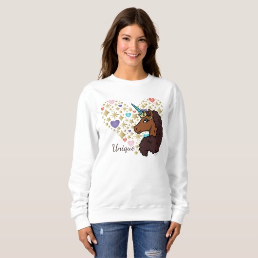 afro-eenhoorn | Uniek hartontwerp Trui (Voorkant volledig)