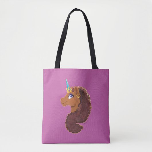 afro-eenhoorn | Uniek Tote Bag (Voorkant)