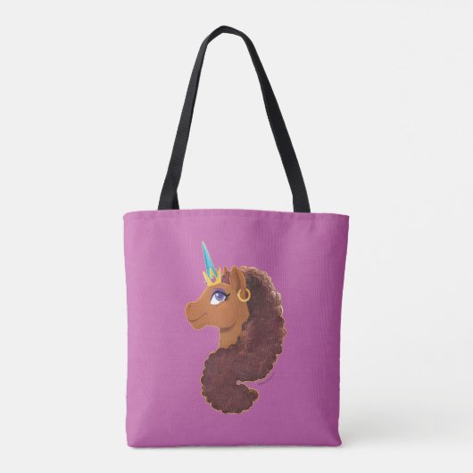 afro-eenhoorn | Uniek Tote Bag (Achterkant)