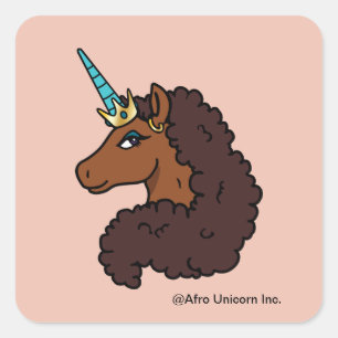 afro-eenhoorn   Uniek Vierkante Sticker