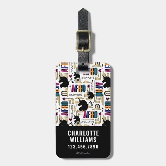Afro Eenhoorn vet patroon Bagagelabel (Voorkant verticaal)
