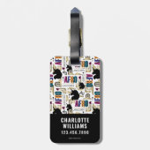 Afro Eenhoorn vet patroon Bagagelabel (Achterkant verticaal)