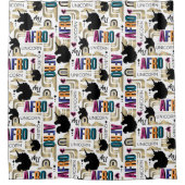 Afro Eenhoorn vet patroon Douchegordijn (Voorkant)