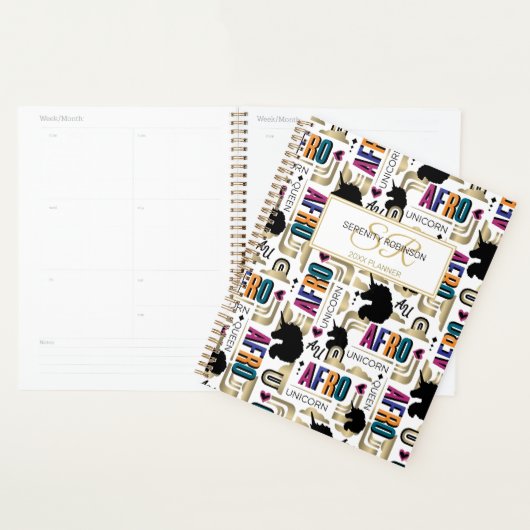 Afro Eenhoorn Vet Patroon Planner (Display)