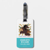 Afro-eenhoorntrio: uniek, goddelijk en magisch bagagelabel (Achterkant verticaal)