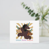 Afro-eenhoorntrio: uniek, goddelijk en magisch briefkaart (Staand voorkant)