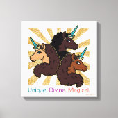 Afro-eenhoorntrio: uniek, goddelijk en magisch canvas afdruk (Voorkant)