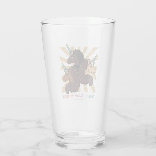 Afro-eenhoorntrio: uniek, goddelijk en magisch glas (Achterkant)