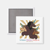 Afro-eenhoorntrio: uniek, goddelijk en magisch magneet (Voorkant / Achterkant)