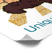 Afro-eenhoorntrio: uniek, goddelijk en magisch poster (Hoek)