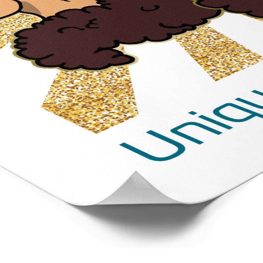 Afro-eenhoorntrio: uniek, goddelijk en magisch poster (Hoek)