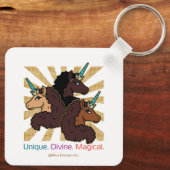 Afro-eenhoorntrio: uniek, goddelijk en magisch sleutelhanger (Achterkant)