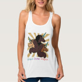 Afro-eenhoorntrio: uniek, goddelijk en magisch tanktop (Voorkant)