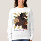 Afro-eenhoorntrio: uniek, goddelijk en magisch trui (Voorkant)