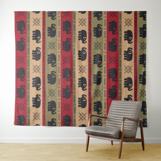 Afro Elephants Wandkleed (In Situ (horizontaal))