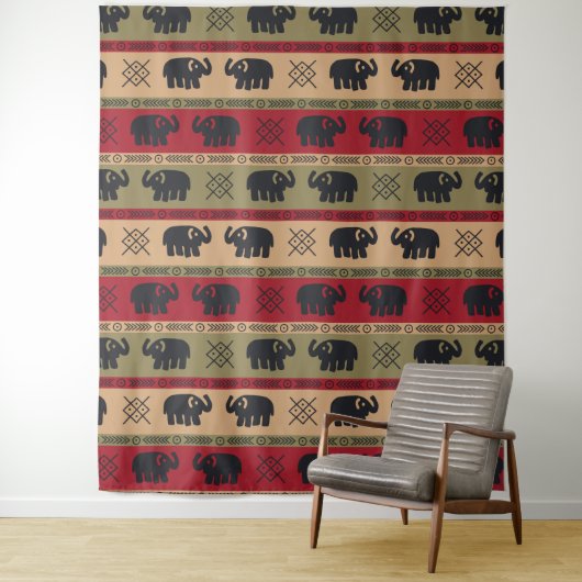 Afro Elephants Wandkleed (In situ)