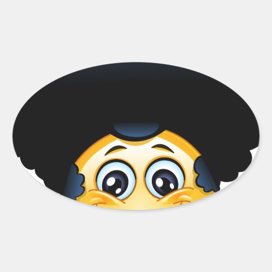 afro emoji ovale sticker (Voorkant)