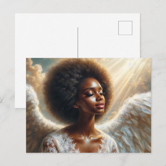 Afro Engel - Ethische Zwarte Vrouw Briefkaart (Voorkant / Achterkant)