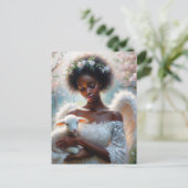 Afro engel met lam ansichtkaart briefkaart (Staand voorkant)