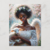 Afro engel met lam ansichtkaart briefkaart (Voorkant)