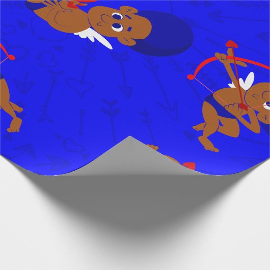 Afro Engel Zwarte Cupido Afrikaanse Cherub Blauw H Cadeaupapier (Hoek)
