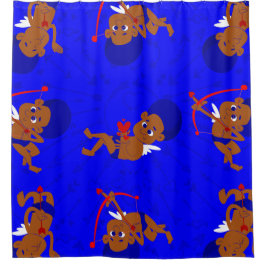 Afro Engel Zwarte Cupido Afrikaanse Cherub Blauw H Douchegordijn
