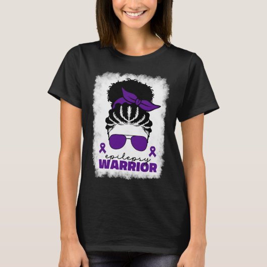Afro Epilepsy Warrior For Black Women Epilepsy Awa T-shirt (Voorkant)
