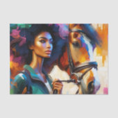 Afro Equestrian Vrouw Rider I Tissuepapier (Voorkant)