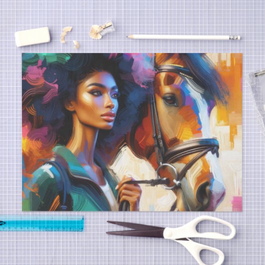 Afro Equestrian Vrouw Rider I Tissuepapier (Craft)