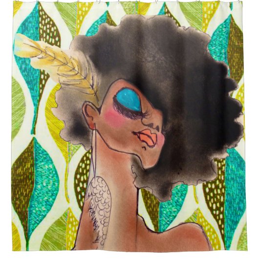 Afro Fairy Shower Curtains Douchegordijn (Voorkant)