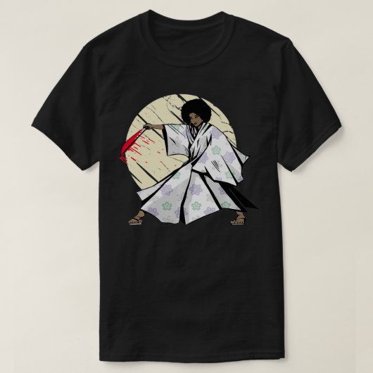 Afro Female Samurai Black Warrior  T-shirt (Design voorkant)
