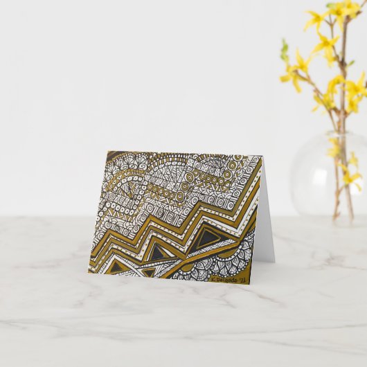 Afro-geïnspireerd design in zwart/goud kaart (Gele Bloem)