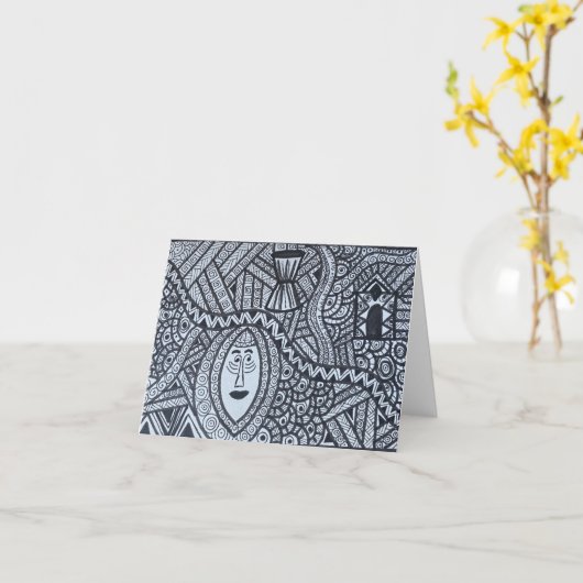 Afro-geïnspireerd design in zwart/wit kaart (Gele Bloem)