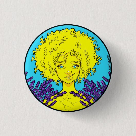 Afro Gemini Girl Pin Ronde Button 3,2 Cm (Voorkant)