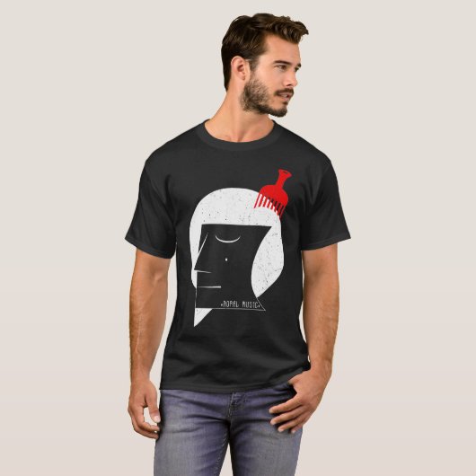 AFRO Gezicht Baard Haar Pick Moral Music DJ Style T-shirt (Voorkant volledig)