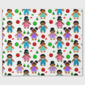 Afro Gingerbrood, kerstjongen en Kinder meisjes Cadeaupapier (Vlak)