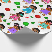 Afro Gingerbrood, kerstjongen en Kinder meisjes Cadeaupapier (Hoek)