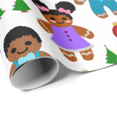 Afro Gingerbrood, kerstjongen en Kinder meisjes Cadeaupapier (Rol Hoek)