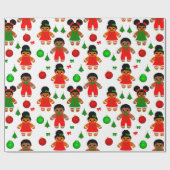 Afro Gingerbrood Kinder kerstkoekjes Cadeaupapier (Vlak)